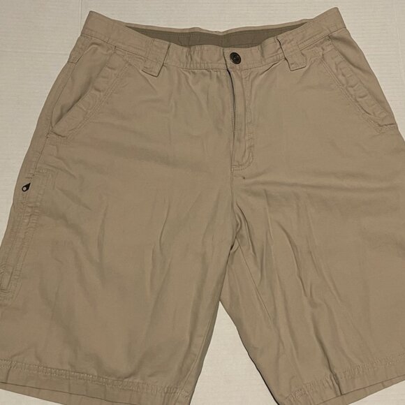 SIZE 32- COLUMBIA OMNI SHIELD‎ MEN'S CARGO LIGHT TAN DENIM 100% COTTON SHORTS - Picture 1 of 8